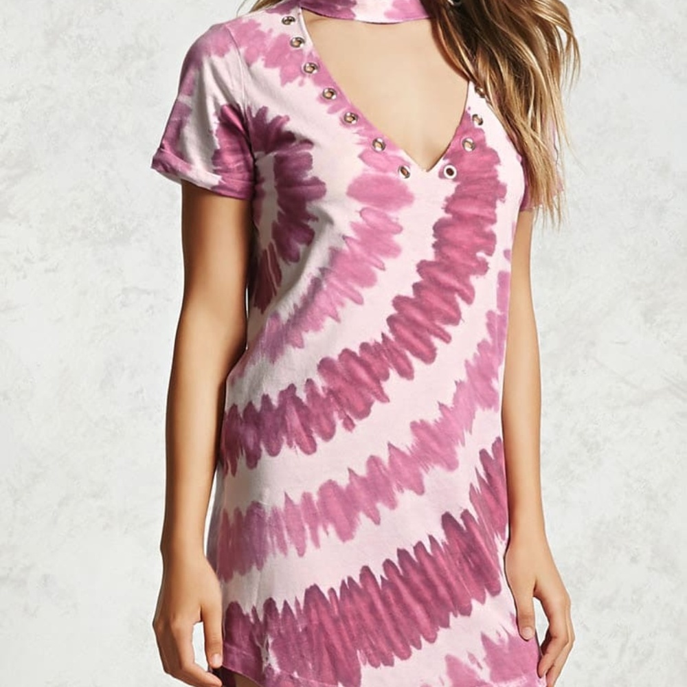 Tie-Dye Cutout T-Shirt Dress